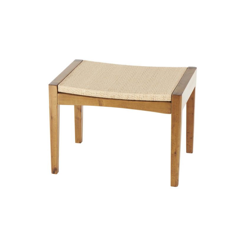 Handerson Wood Handmade Traditional Brown Stool with Rope Wrapped Seat