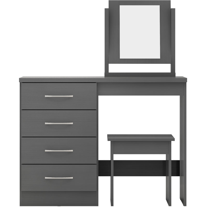 Cascio Dressing Table Set with Mirror, 3D Effect Grey