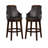 Bar Height Chair, Set of 2, Dark Brown Faux Leather, Wood Legs-102057919