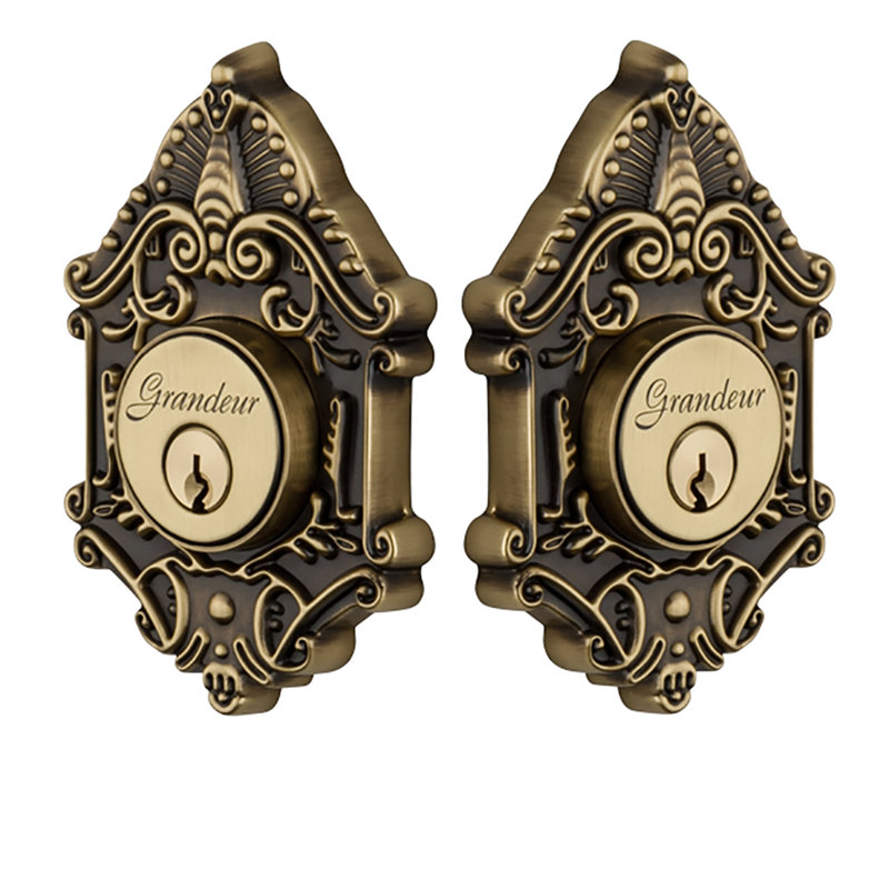 Pêne dormant à cylindre double Grande Victorian, Laiton rétro, 2.75"