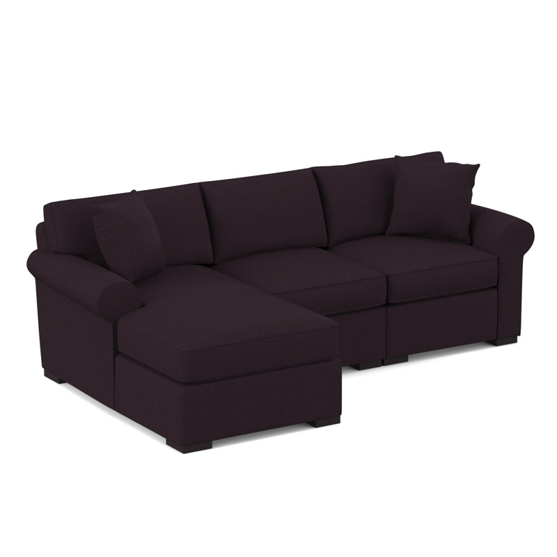 Star Upholstered L-Shaped Sectional, Bella Aubergine Performance Velvet, Left Hand Facing