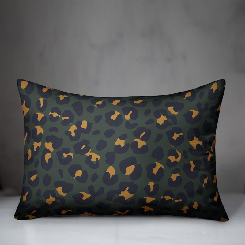 Coussin lombaire rectangulaire à imprimé animal, Vert