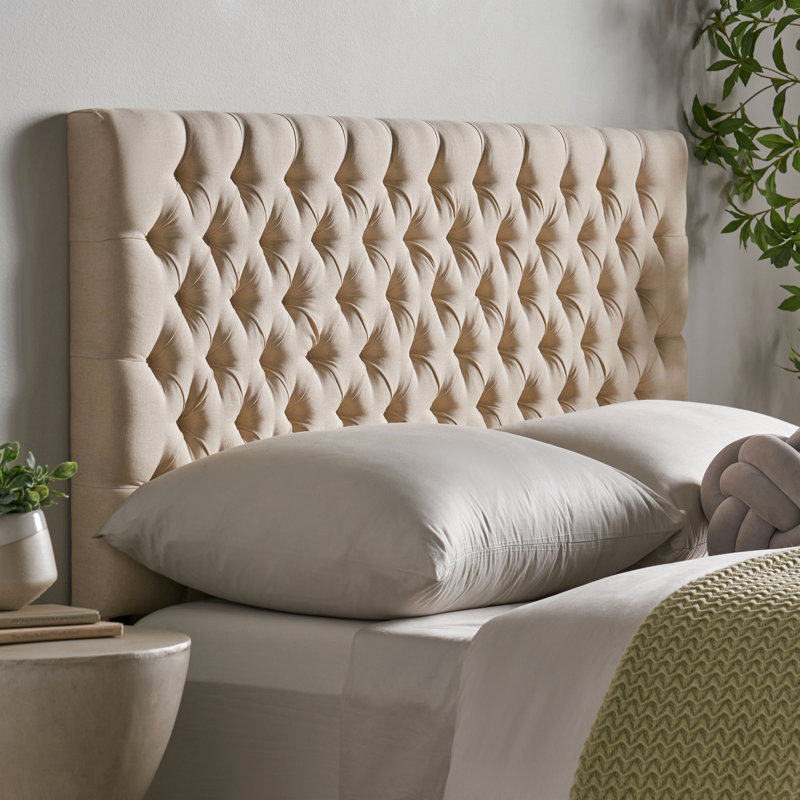 Cadre de lit avec tête de lit, Beige, Queen