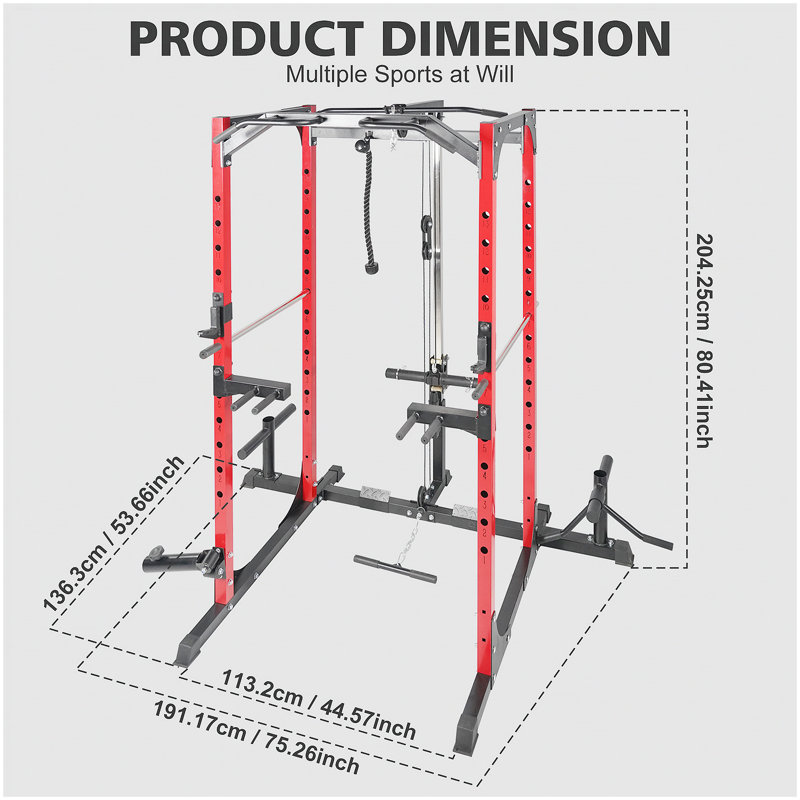 Cage électrique, support électrique multifonctionnel avec système de passage de câbles réglable et plus d'accessoires d'entraînement, cage de musculation pour la salle de gym à domicile