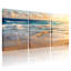 Plage, coucher de soleil, océan, vagues, plage, sable, ciel, nuages, horizon, ensemble de 3 impressions sur toile-293839166