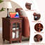 Ensemble de 2 commodes à 6 tiroirs et tables de chevet, mobilier de chambre en bois de style champêtre avec station de recharge et design à colonnes romaines pour chambre, salon et couloir.-699476221