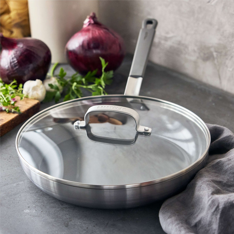 Bobby Flay by GreenPan PFAS-Free Nonstick Stainless Steel 12” Frypan with Lid