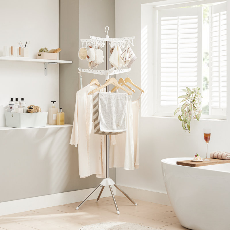 Stainless Steel Tripod Drying Rack, White/Silver