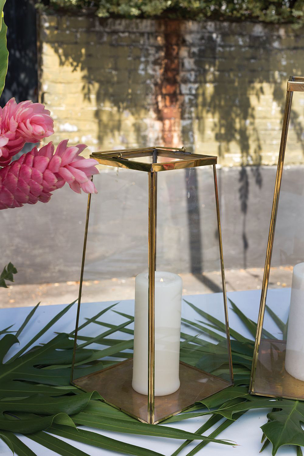 Metal Lantern Candle Holder, 14.75" H x 7.5" W x 7.5" D