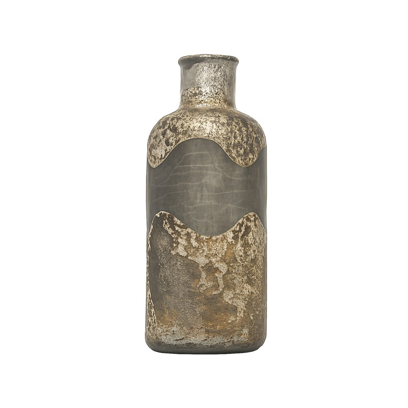 Vase décoratif en verre noir et gris Dia , H 13 po x l 5 po x P 5 po