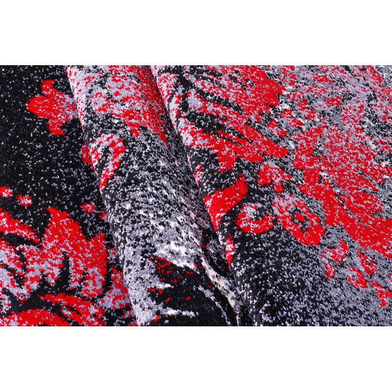 Tapis rouge / noir Creswell, Rectangle 7'10" x 10'5"