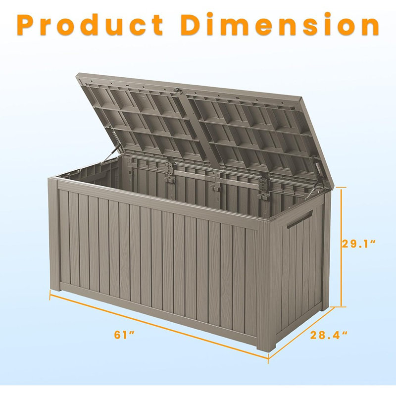 Coffre de terrasse, coffres de rangement extérieurs verrouillables pour jardin ..., Brun, H 60 po x l 30 po x P 22 po