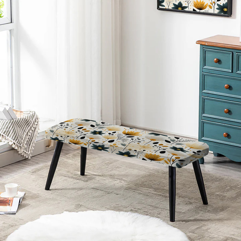 Banc rembourré noir Nordic Yellow Simplicity Floral Grace