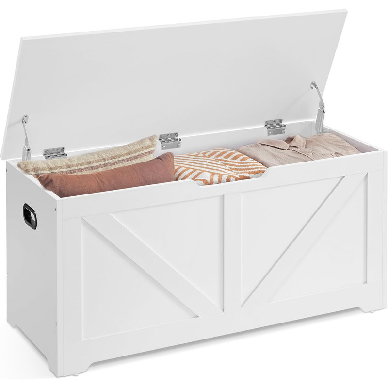 Wood Storage Bench, White