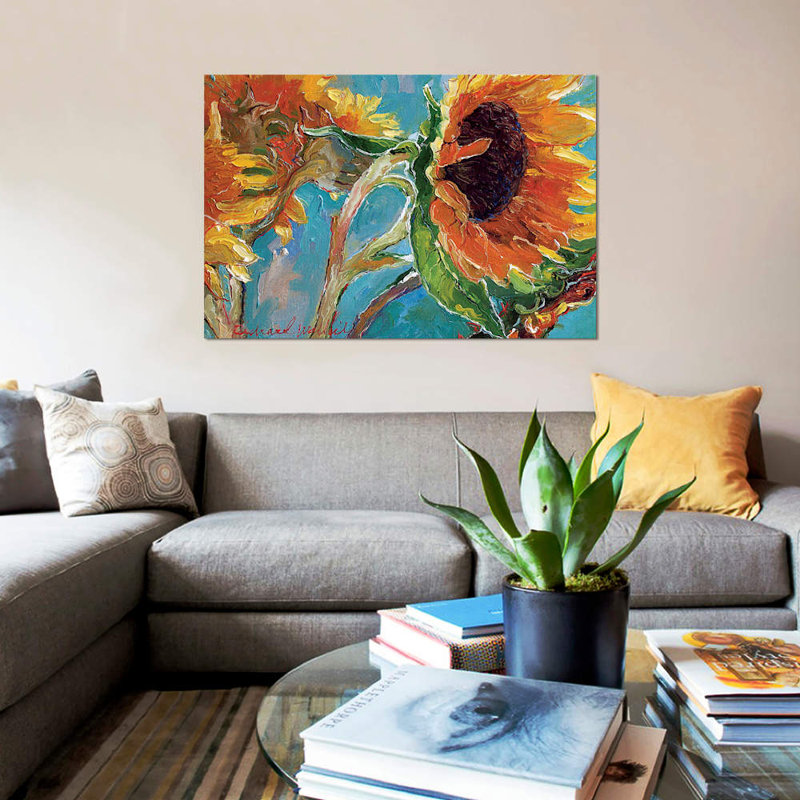 Sunflowers V by Richard Wallich - Wrapped Canvas Painting, 66.04 cm H x 45.72 cm W x 1.91 cm D