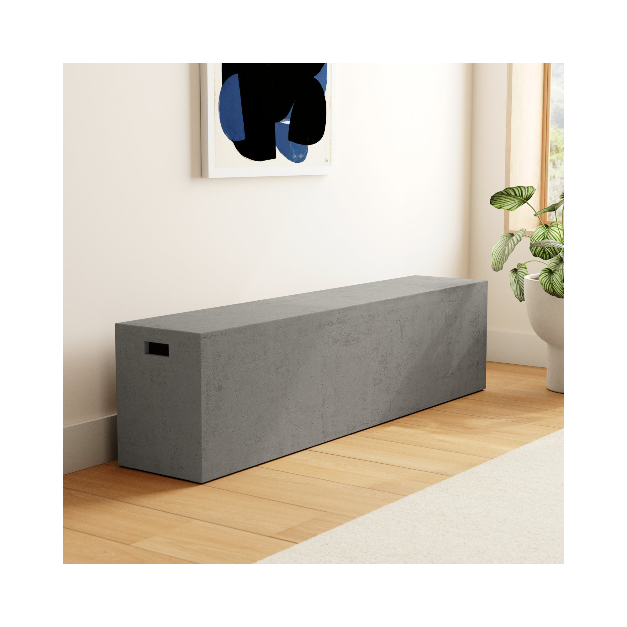 Kareen Bench, 18"H x 70.75" W x 14" D, Dark Gray