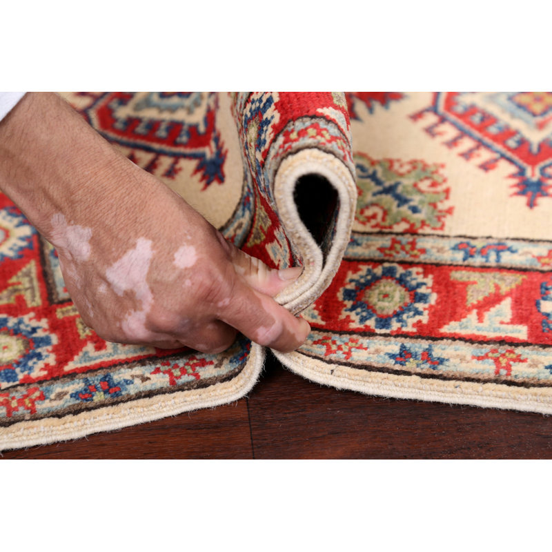 Tapis d’intérieur en laine 2 pi 2 po x 3 pi 1 po one-of-kind à la main noué la kazak Anneta