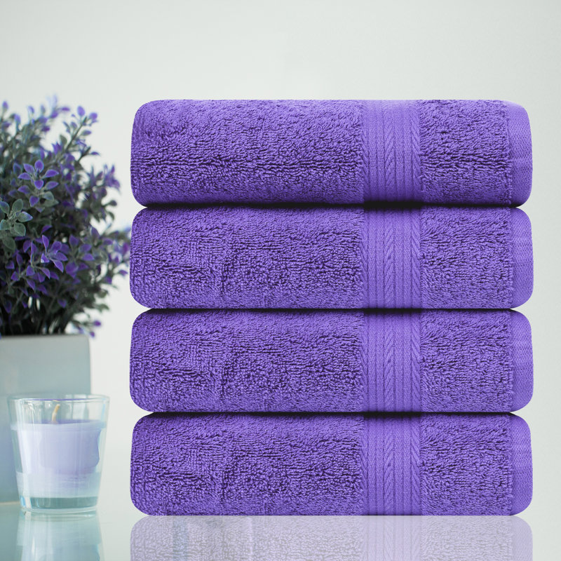 Luxurious Purple Cotton Bath Towel Set of 4