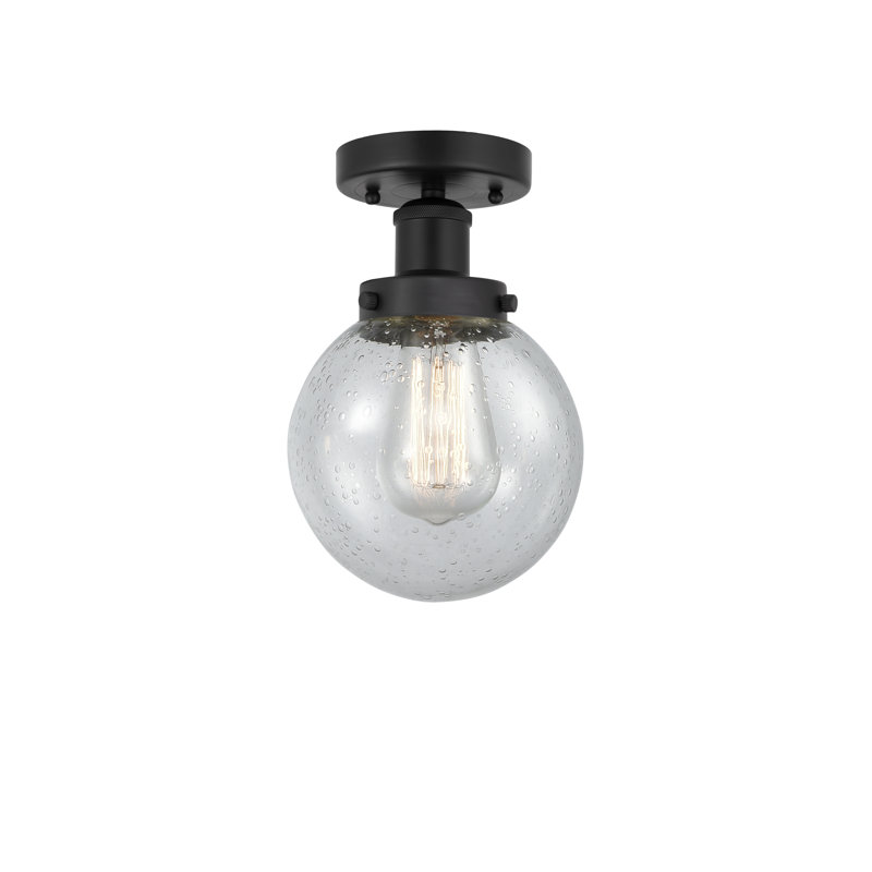 Plafonnier semi-encastré en verre Alfonsa, Noir mat, Gris clair