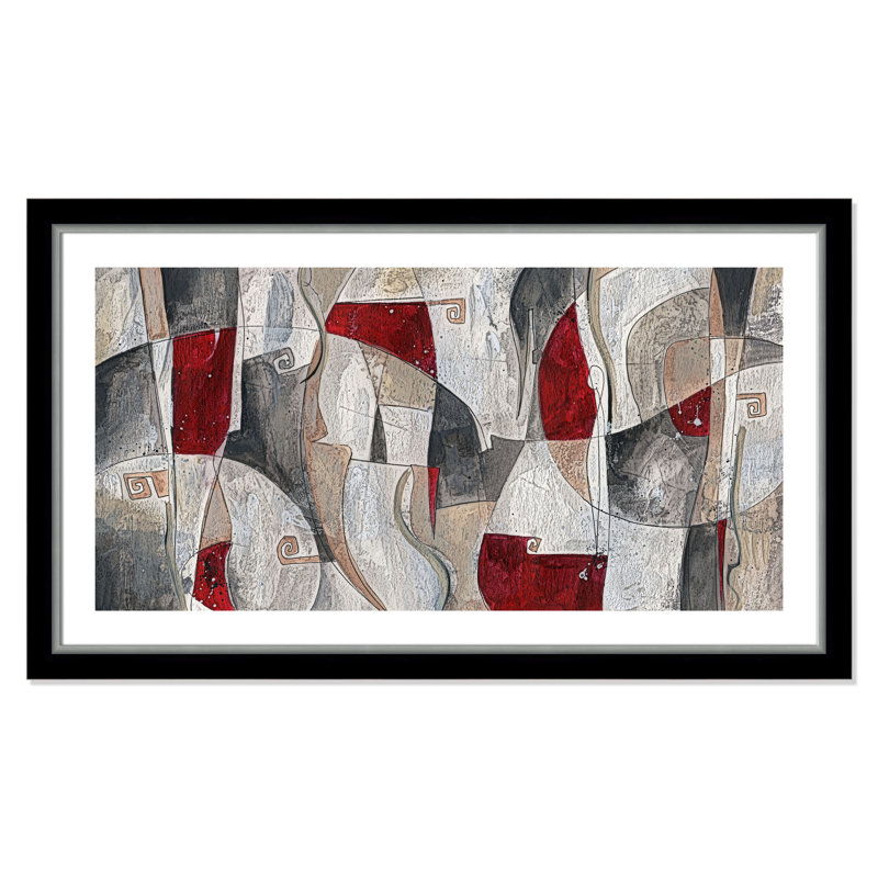 Carmit 'Red Rock' Framed Acrylic Painting Print, Black and Silver, 24.5" H x 44.5" W x 1.125" D