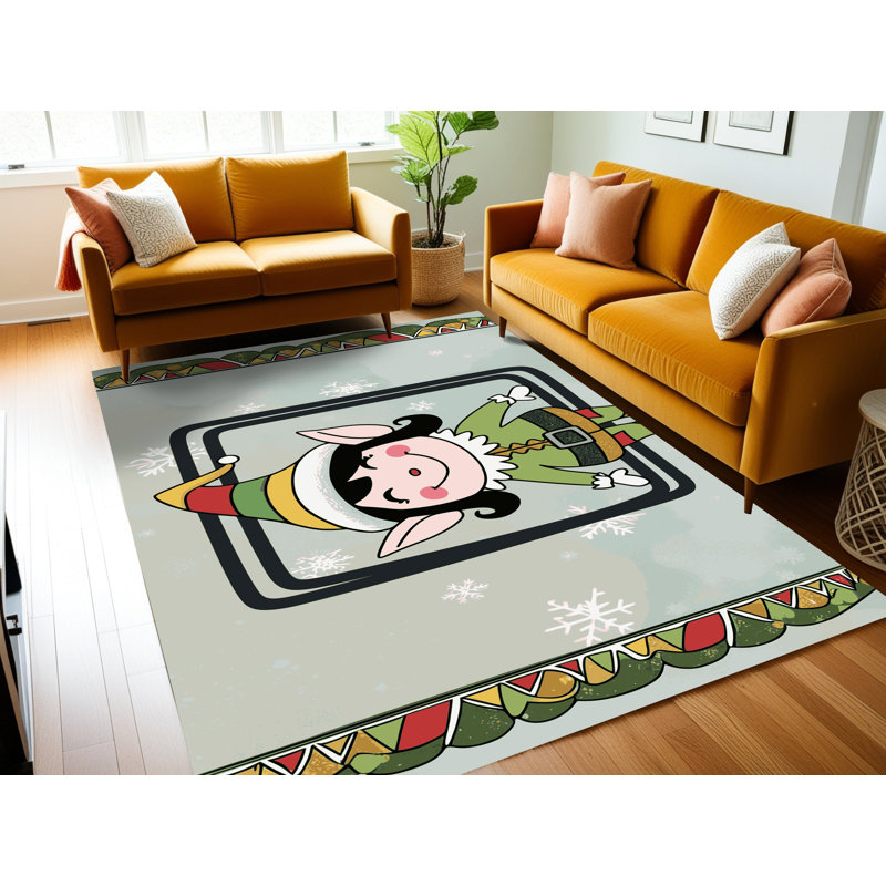 Tapis de vacances d'hiver de Noël lavable The Holiday Aisle®, Rectangulaire 2 pi x 3 pi