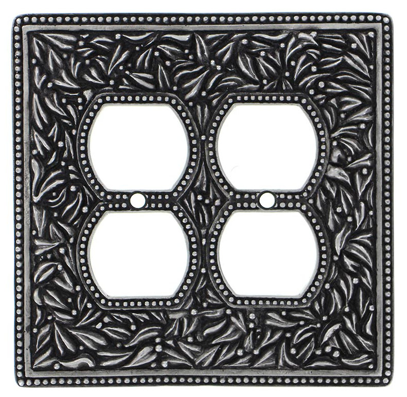 San Michele 2-Gang Duplex Outlet Wall Plate, Antique Nickel