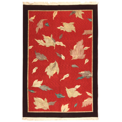 Via Como - 'Falling Leaves Red- Fine' Rug - Size 6' 7" X 9'10"