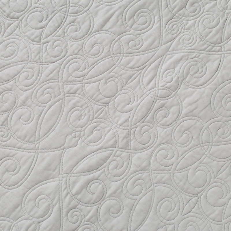 Laura Ashley Felicity Cotton Reversible Quilt Set, Grey, Full/Queen Quilt + 2 Standard Shams