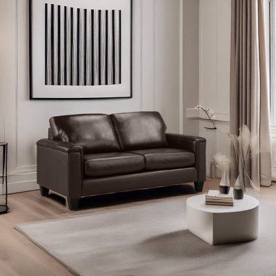 Deboer 63" Genuine Leather Square Arm Loveseat