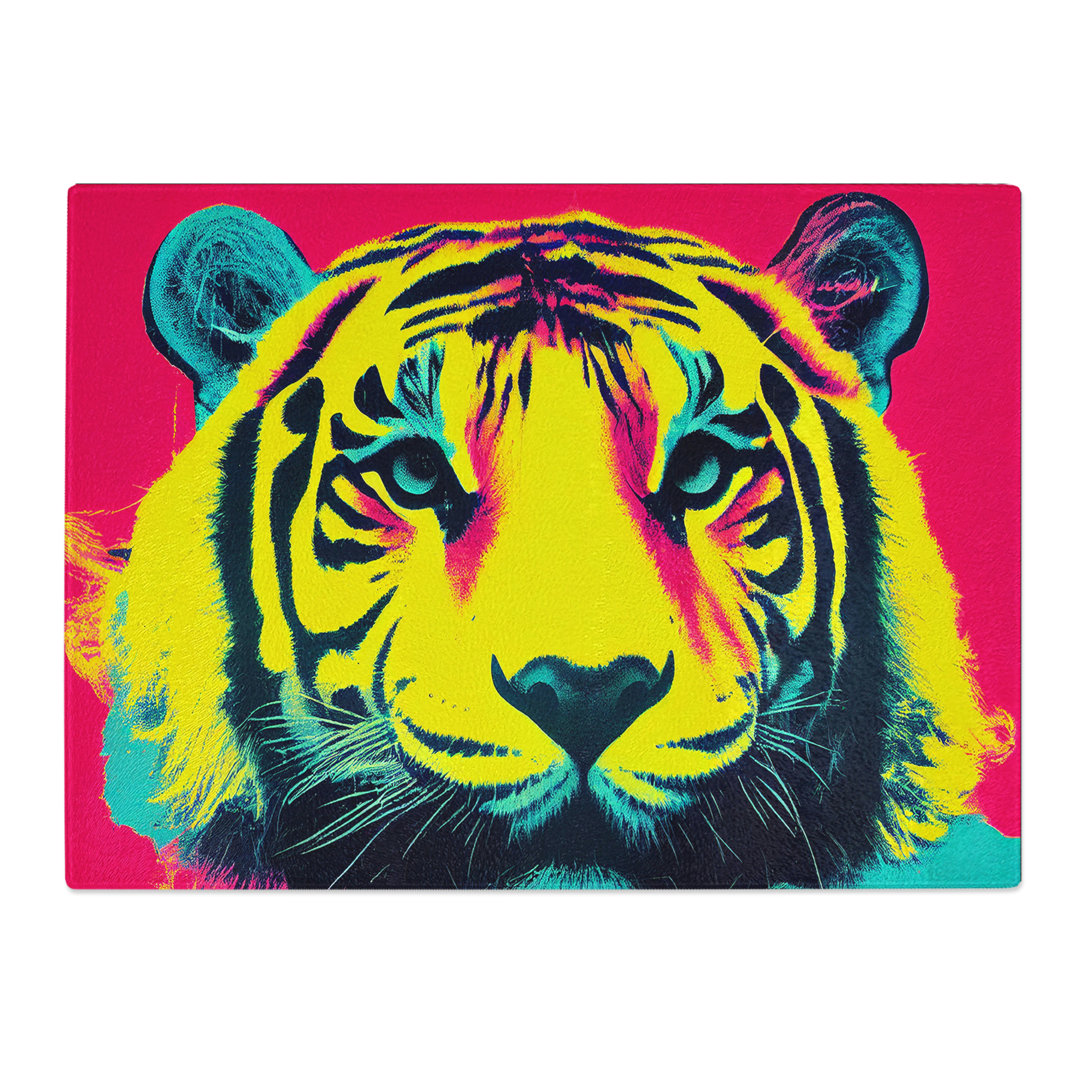 Colourful Tiger Art Vol.5 Abstract  Glass Chopping Board