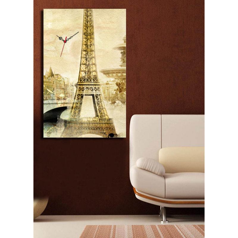 Horloge murale 17,7 po x 27,6 po Elegant 100% toile de suède, cadre 100% bois (épaisseur: 1,2 po) | Décoration élégante pour le salon, la chambre à coucher et le bureau, pièce unique et fonctionnelle