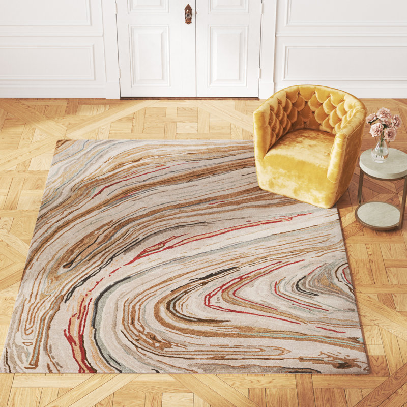 Samantha Hand Tufted Abstract Indoor Rug, Rectangle 5' x 7'6"