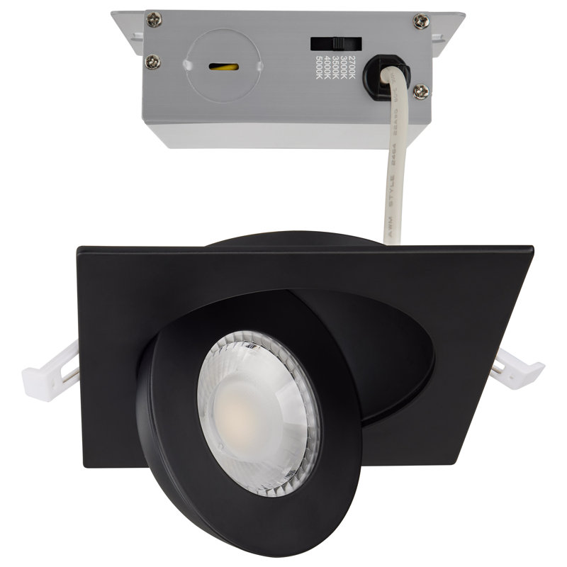 4" Ultra Slim Selectable CCT New Construction LED Canless Recessed Lighting Kit, Black