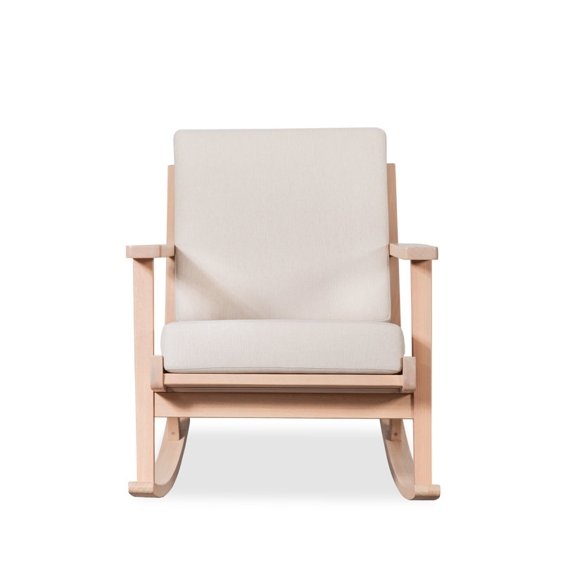 Chaise berçante d'extérieur en bois massif avec coussin