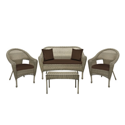 Yamada 4 - Person Patio Conversation Set with Cushions