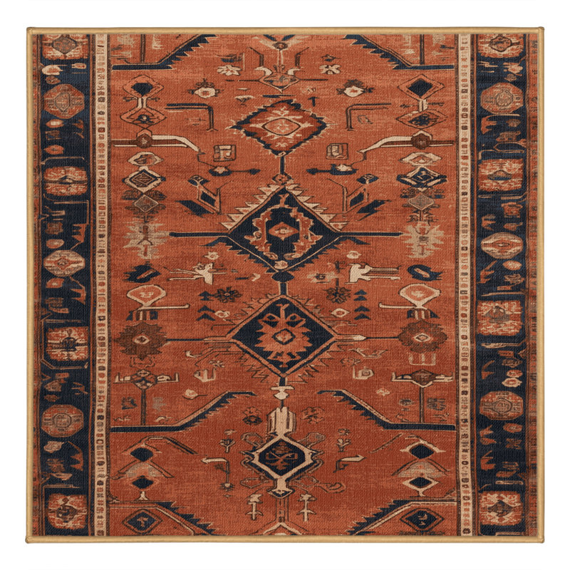 Tapis brun lavable à la machine, Carré 5 pi