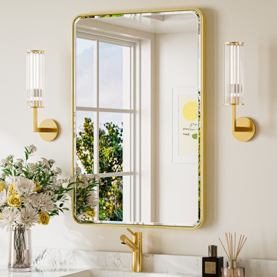 Beveled Bathroom Vanity Mirror with Aluminum Frame, Wall Accent Mirror, Tempered Glass