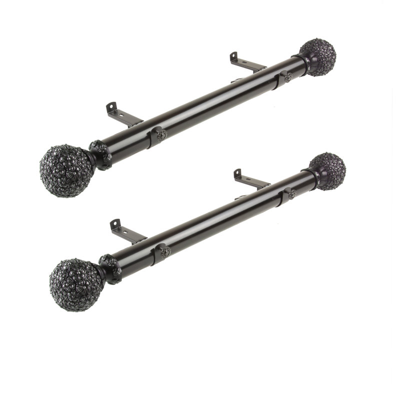 Tringle à rideaux simple latérale Saroyan, H 1,5 po x l 18 po x P 1,15 po, Noir
