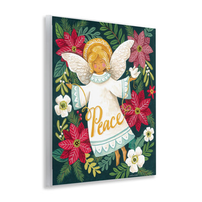Ange avec plaque murale Peace and Botanicals, design par Diane Kater