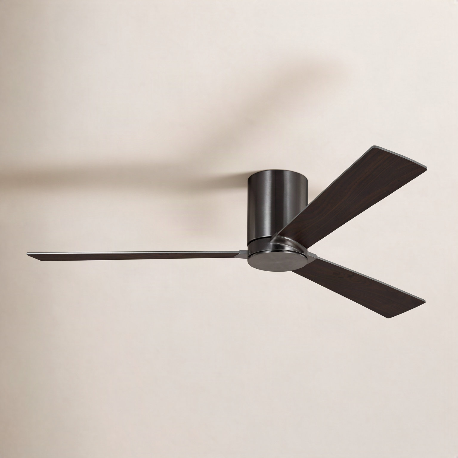 Salma 3 Blade Ceiling Fan, Brushed Steel, 9.3" H x 52" W, Silver/American Walnut Reversible Blades