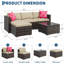 Ensemble de meubles de patio 5 pièces, canapé modulaire en osier avec repose-pieds et table en verre brun-1362633906