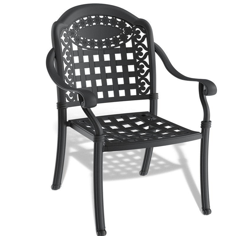 Chaises de patio 4 pièces, fonte d'aluminium, noir, coussins confortables, structure en aluminium noir avec coussins - idéal pour une utilisation extérieure