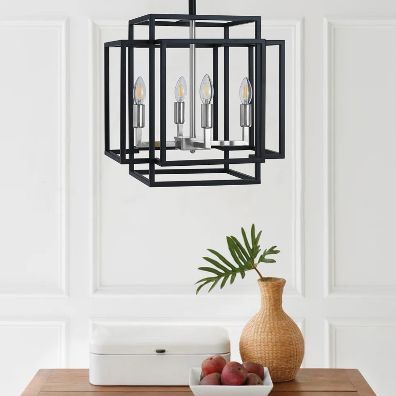 Plafonnier semi-encastré 4 lumières 16,5 po Pitre, Noir / argent