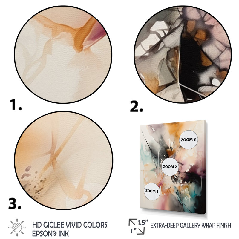 Orange marbré aquarelle II - décoration murale abstraite, H 40 po x l 30 po x P 1,5 po, Toile tendue