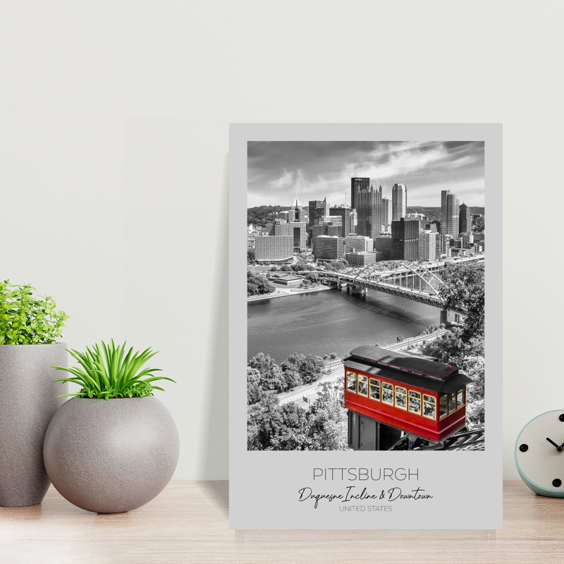 Duquesne Incline Pittsburgh Abstract Contemporary Architecture City Wall Art Print 1 Piece Wrapped Canvas Wall Art