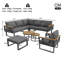 Outdoor Conversation Set 7 Places With 2 Sofas, 1 Corner Chair,1 Armchair, 1 Tabouret And 1 Coffee Table Gris
