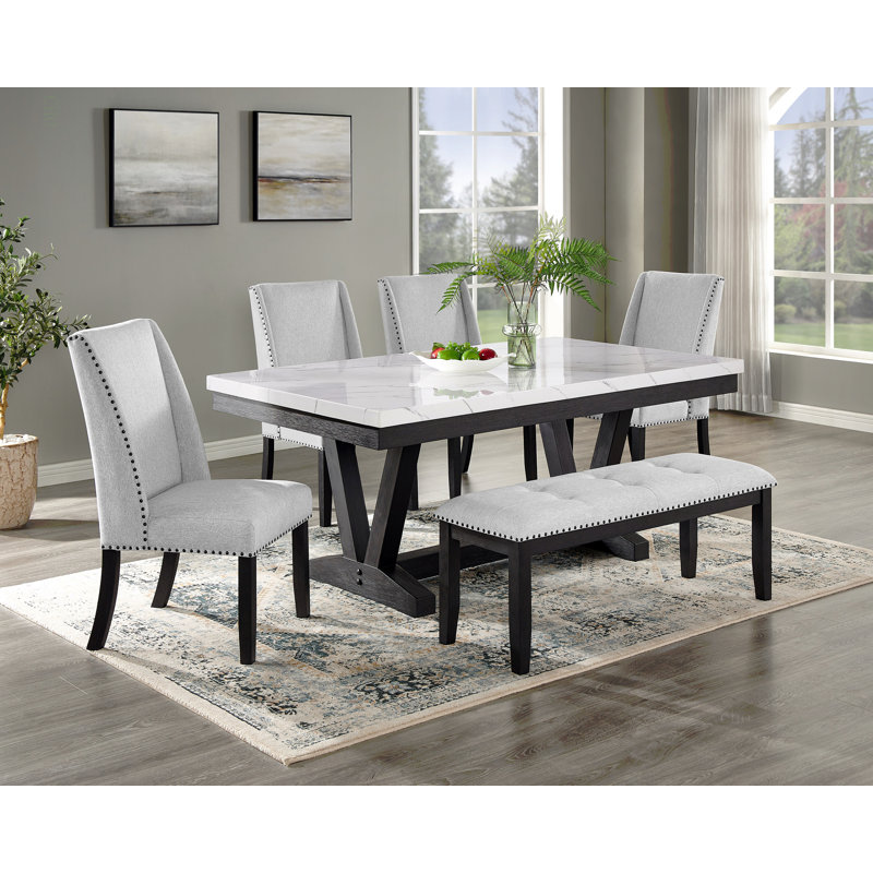 Banc de salle à manger rembourré gris clair 1pc