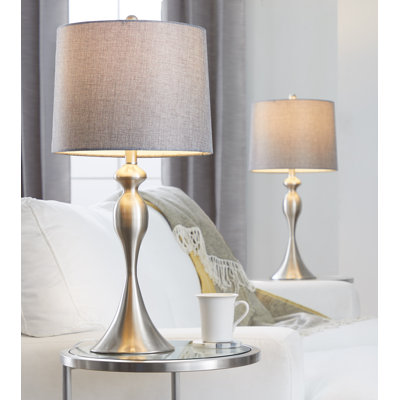 Kateryn 27" Metal Table Lamp Set with Linen Empire Shades