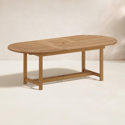 Alyisa Oval Eucalyptus Extendable Outdoor Dining Table With Umbrella Hole , 71'' in. W 43'' in. D