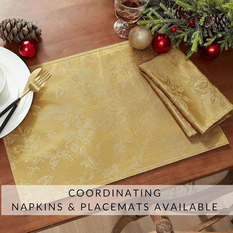 Jacquard Holiday Table Runner, 13" X 70", Gold